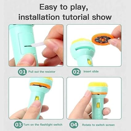 Kids Mini Projection Flash Light 1Pc Random Design Will Be Shipped - EKT3619