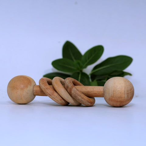Dumb Bell Shaped Wooden Rattle 1 Pc Will be shipped - EKT3644