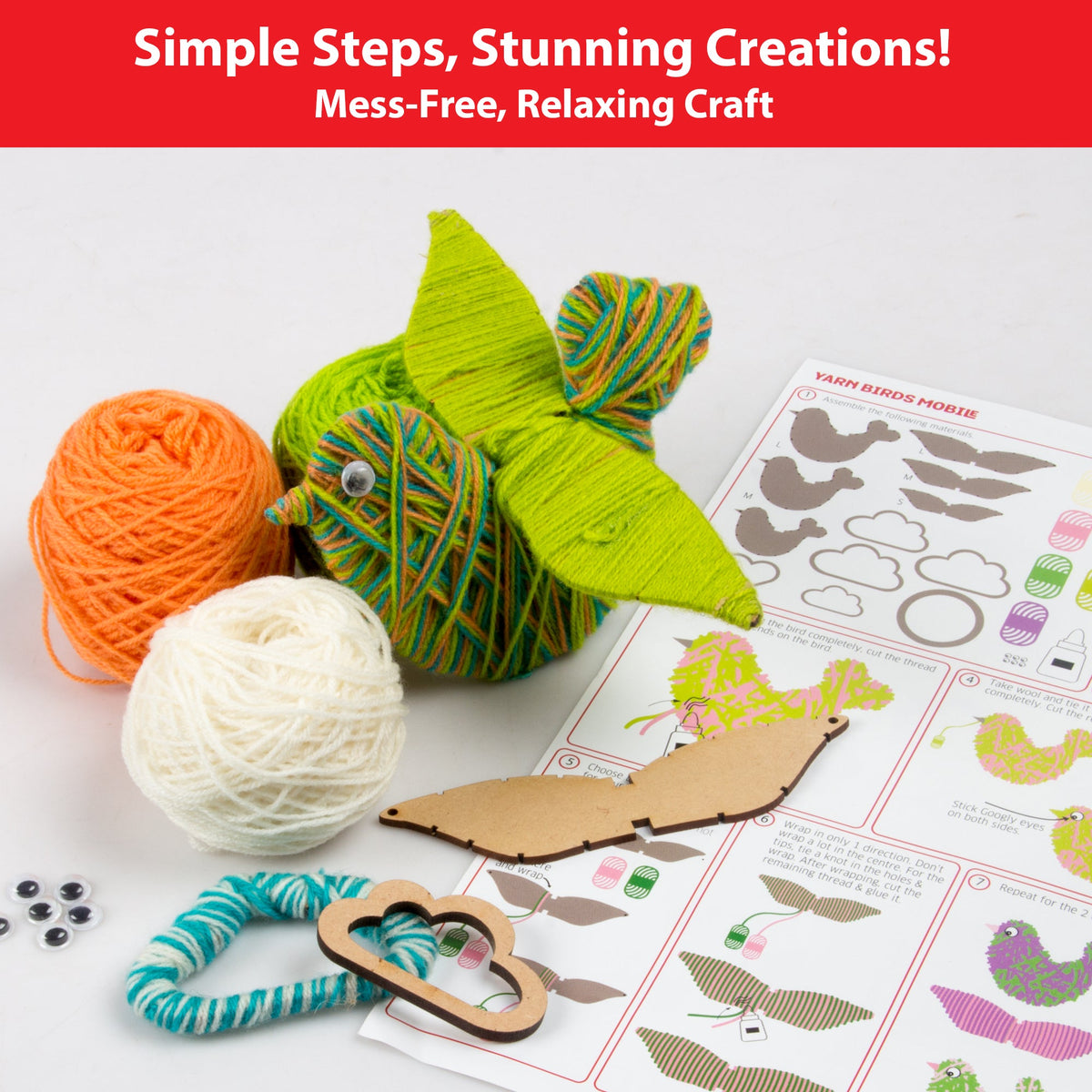Yarn Bird Diy Craft Kit Mobile Hanging - EKT3691