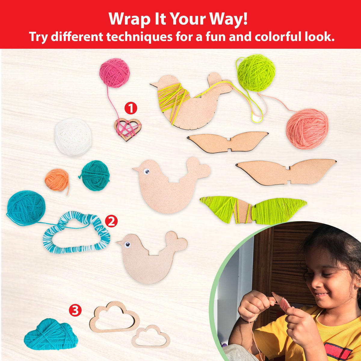 Yarn Bird Diy Craft Kit Mobile Hanging - EKT3691