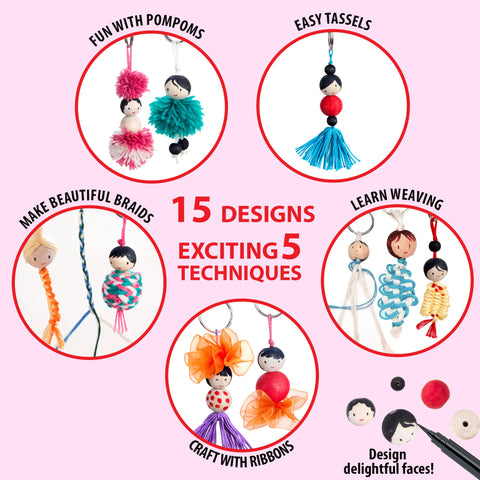 Keychain Dolls Diy Craft Kit | Make 15 Keychain - EKT3692