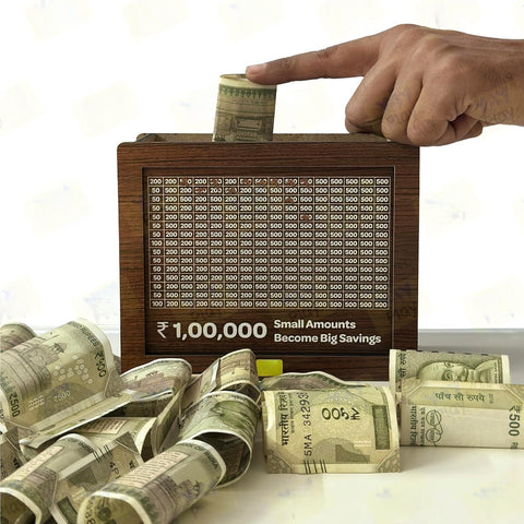 Wooden 1 Lakh Piggy Bank for Kids & Adults DIY - EKT3722