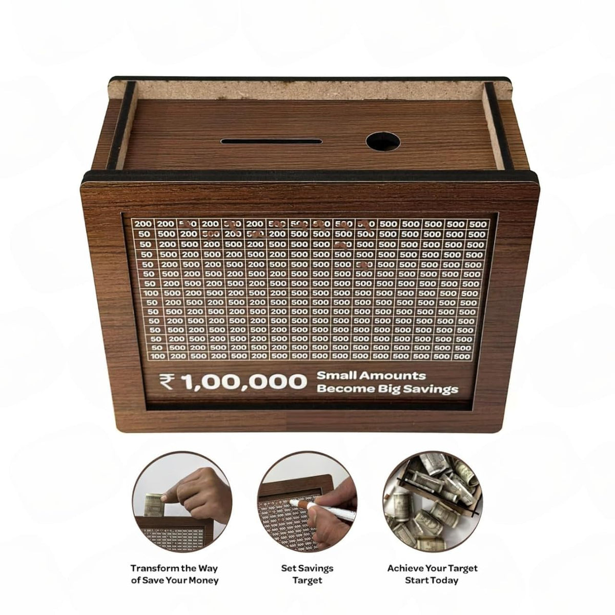 Wooden 1 Lakh Piggy Bank for Kids & Adults DIY - EKT3722