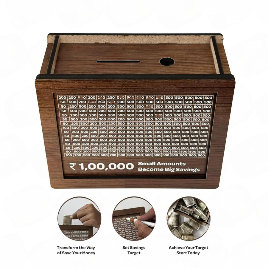 Wooden 1 Lakh Piggy Bank for Kids & Adults DIY - EKT3722
