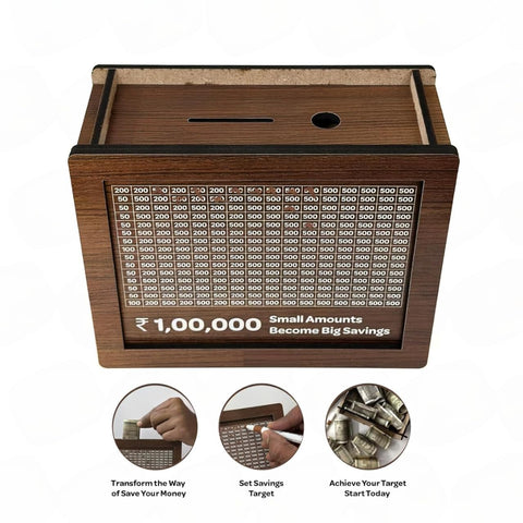 Wooden 1 Lakh Piggy Bank for Kids & Adults DIY - EKT3722
