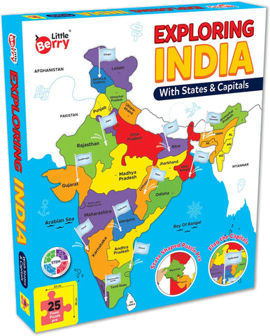 Exploring India With States & Capitals | 25 Foam Puzzle Pieces - EKT3750