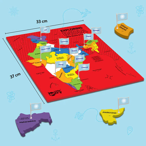 Exploring India With States & Capitals | 25 Foam Puzzle Pieces - EKT3750