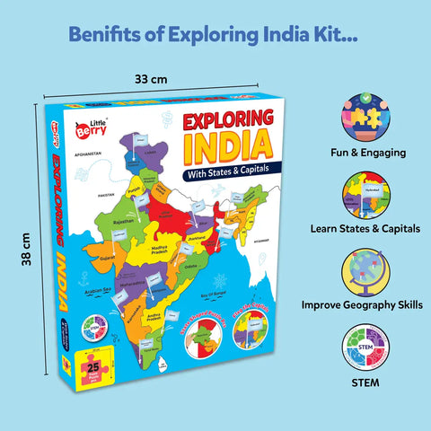 Exploring India With States & Capitals | 25 Foam Puzzle Pieces - EKT3750