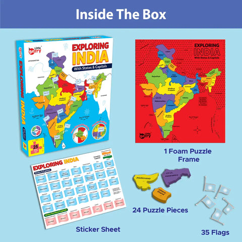 Exploring India With States & Capitals | 25 Foam Puzzle Pieces - EKT3750
