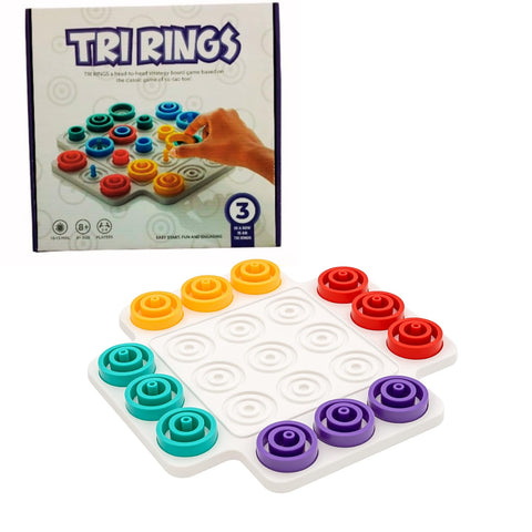 Brain Teasers Toy | Tri Rings | 3D Strategy Board Game with Colorful Rings - EKT3759
