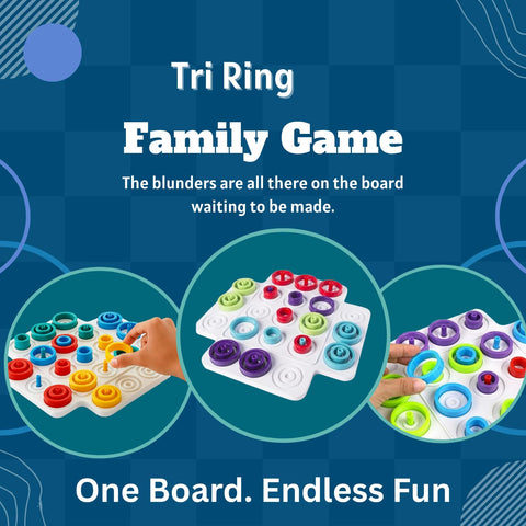 Brain Teasers Toy | Tri Rings | 3D Strategy Board Game with Colorful Rings - EKT3759
