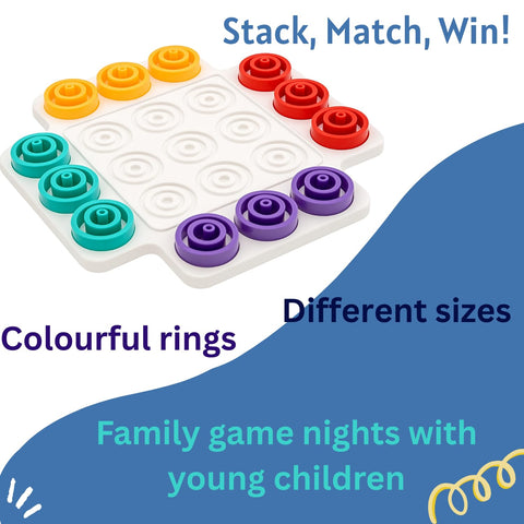 Brain Teasers Toy | Tri Rings | 3D Strategy Board Game with Colorful Rings - EKT3759