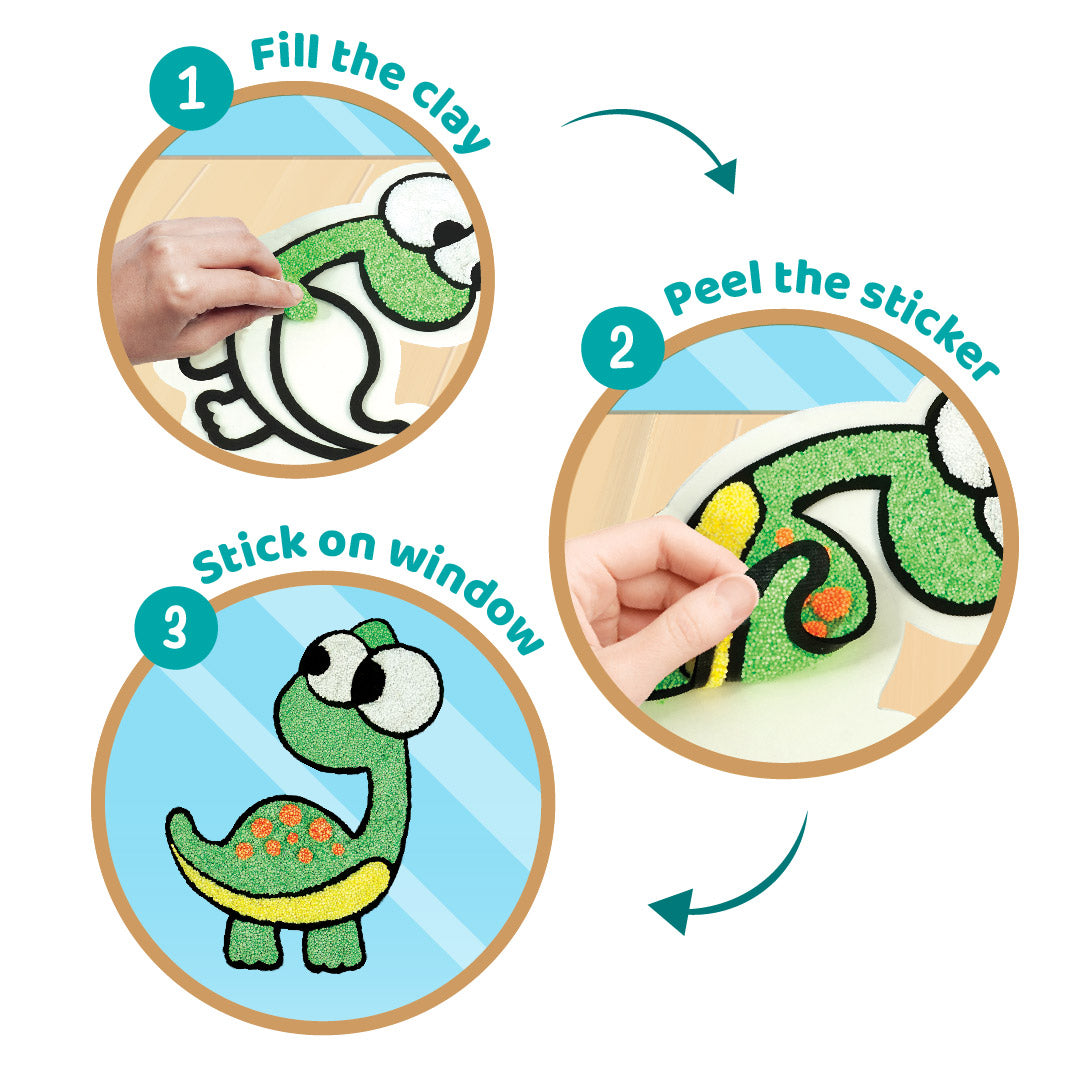 DIY Clay Stickers - Dino Pals | Air Dry Foam Clay - EKT3796