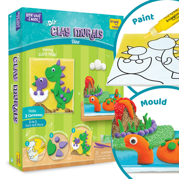 DIY Clay Murals - Dino | Make 2 Canvases - EKT3801