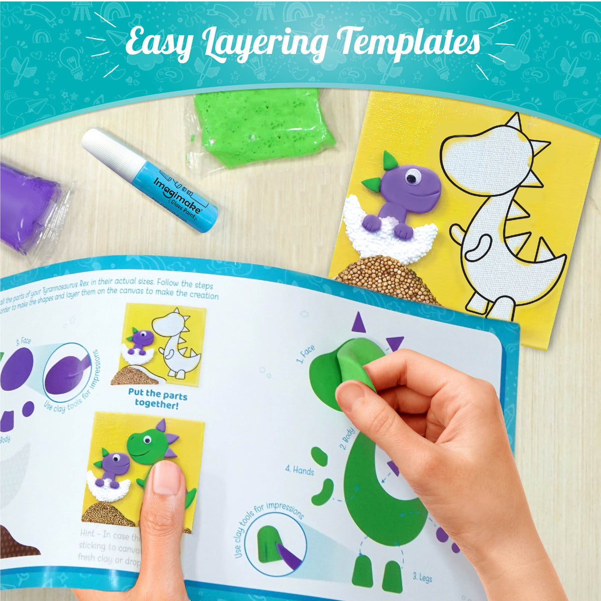 DIY Clay Murals - Dino | Make 2 Canvases - EKT3801