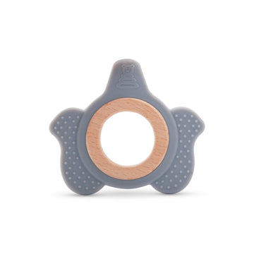 Elephant Teether Silicone Rubber with wooden ring - EKT3816