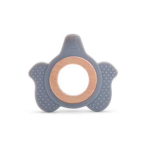 Elephant Teether Silicone Rubber with wooden ring - EKT3816