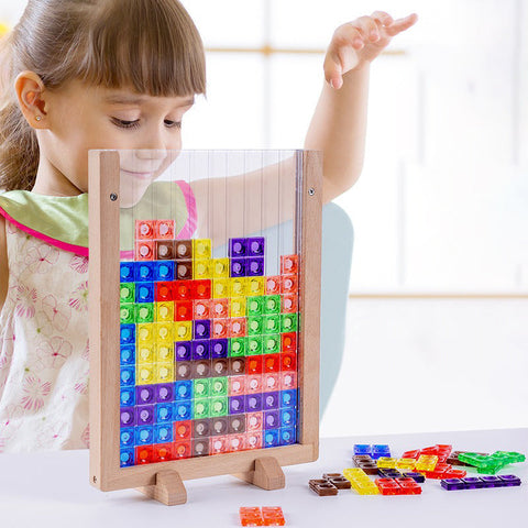 3D Transparent Tetris Game Puzzle Set | Intelligence Colourful Blocks - EKT3821