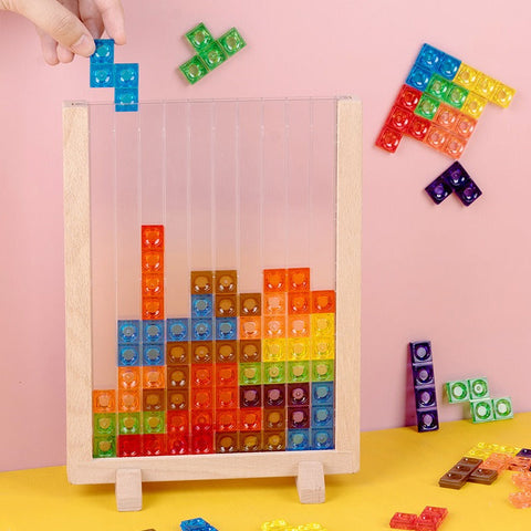 3D Transparent Tetris Game Puzzle Set | Intelligence Colourful Blocks - EKT3821
