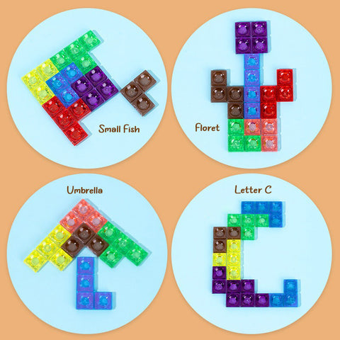 3D Transparent Tetris Game Puzzle Set | Intelligence Colourful Blocks - EKT3821