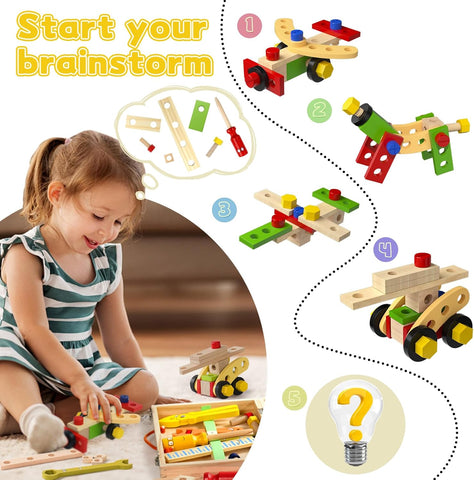 Wooden Tool Kit with Storage Box For Kids - EKT3825