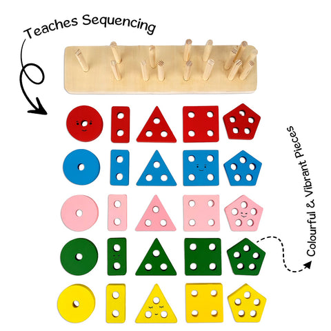 Wooden 5 in 1 Shape Sorter for Kids - EKT3826