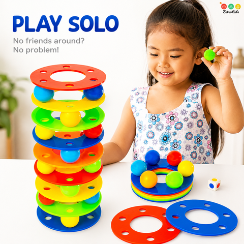 Rainbow Tower Ball Set Of 12 Rings |ÊInteractive Toy - EKT3836
