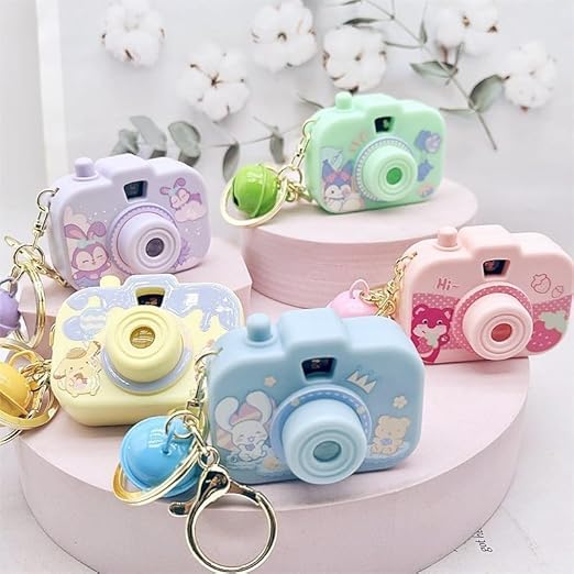 Led Camera Keychain With Cartoon Light Projector And Bell Charm 1 Pcs ...