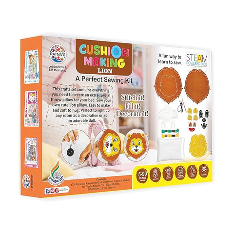 Cushion Making Lion A Perfect Sewing Diy Kit For Kids - EKT3897
