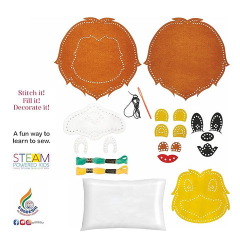 Cushion Making Lion A Perfect Sewing Diy Kit For Kids - EKT3897