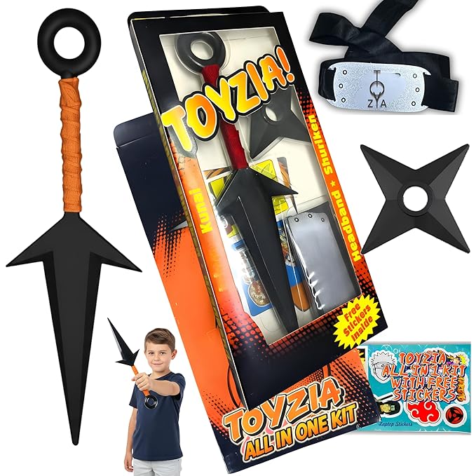 Naruto Toy Set, Kunai Knife With Headband And Shuriken Includes Free Stickers - EKT3902