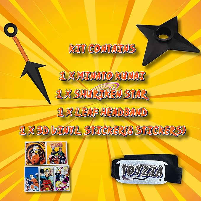 Naruto Toy Set, Kunai Knife With Headband And Shuriken Includes Free Stickers - EKT3902