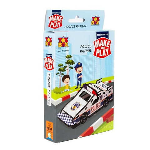 Make And Play Police Patrol Car Mdf Wooden Model Making Toy Vehicle Diy Kit For Kids - EKT3907