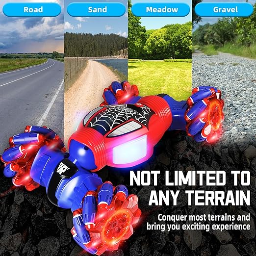 360 Degree Spider Themed RC Stunt Car - 1 Pc Random Design Will be shipped - EKT3959