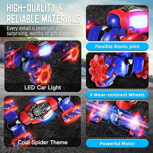 360 Degree Spider Themed RC Stunt Car - 1 Pc Random Design Will be shipped - EKT3959