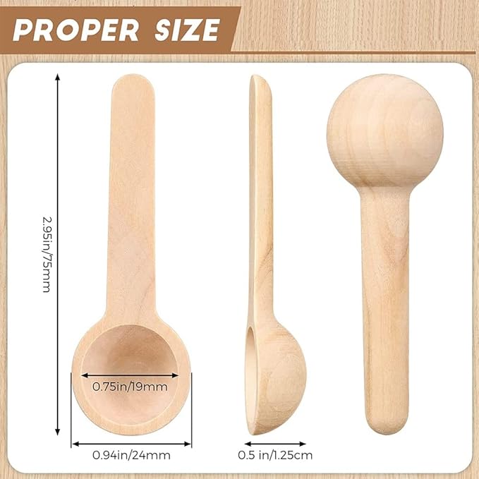Set of 6 Reusable Cute Small Wooden Spoons for Kitchens - EKT3968