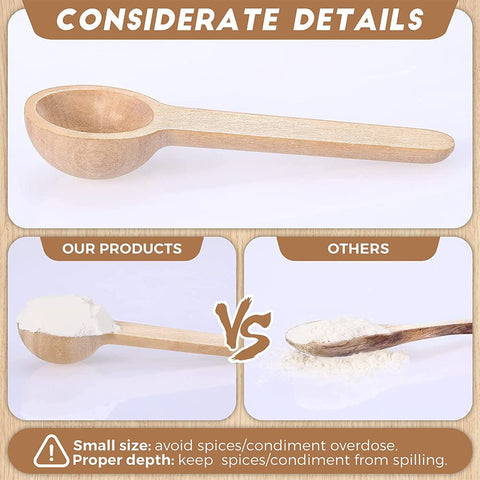 Set of 6 Reusable Cute Small Wooden Spoons for Kitchens - EKT3968