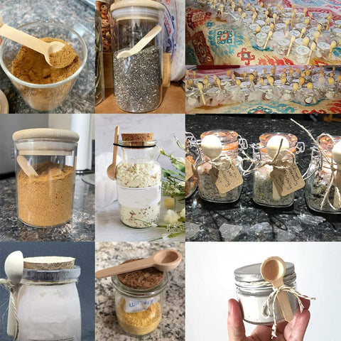 Set of 6 Reusable Cute Small Wooden Spoons for Kitchens - EKT3968