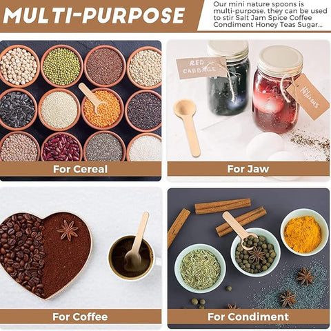 Set of 6 Reusable Cute Small Wooden Spoons for Kitchens - EKT3968