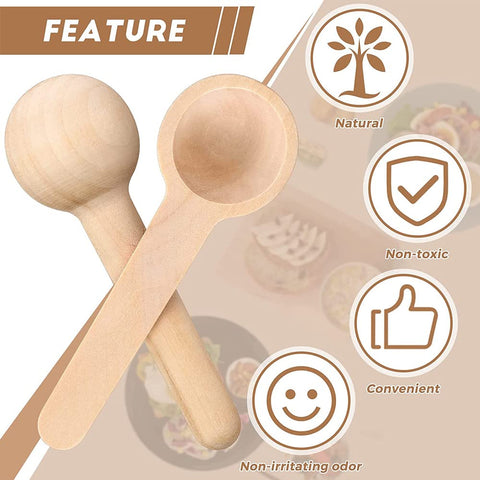 Set of 6 Reusable Cute Small Wooden Spoons for Kitchens - EKT3968