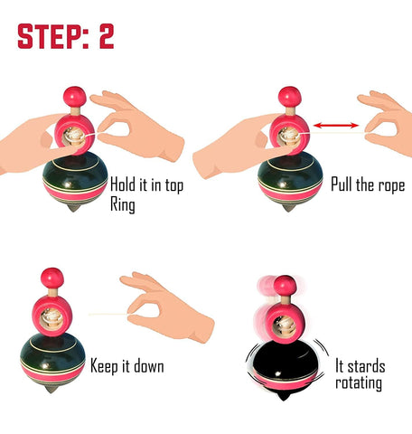 Wooden Hand Spinning Toys 1 Piece - EKT3969