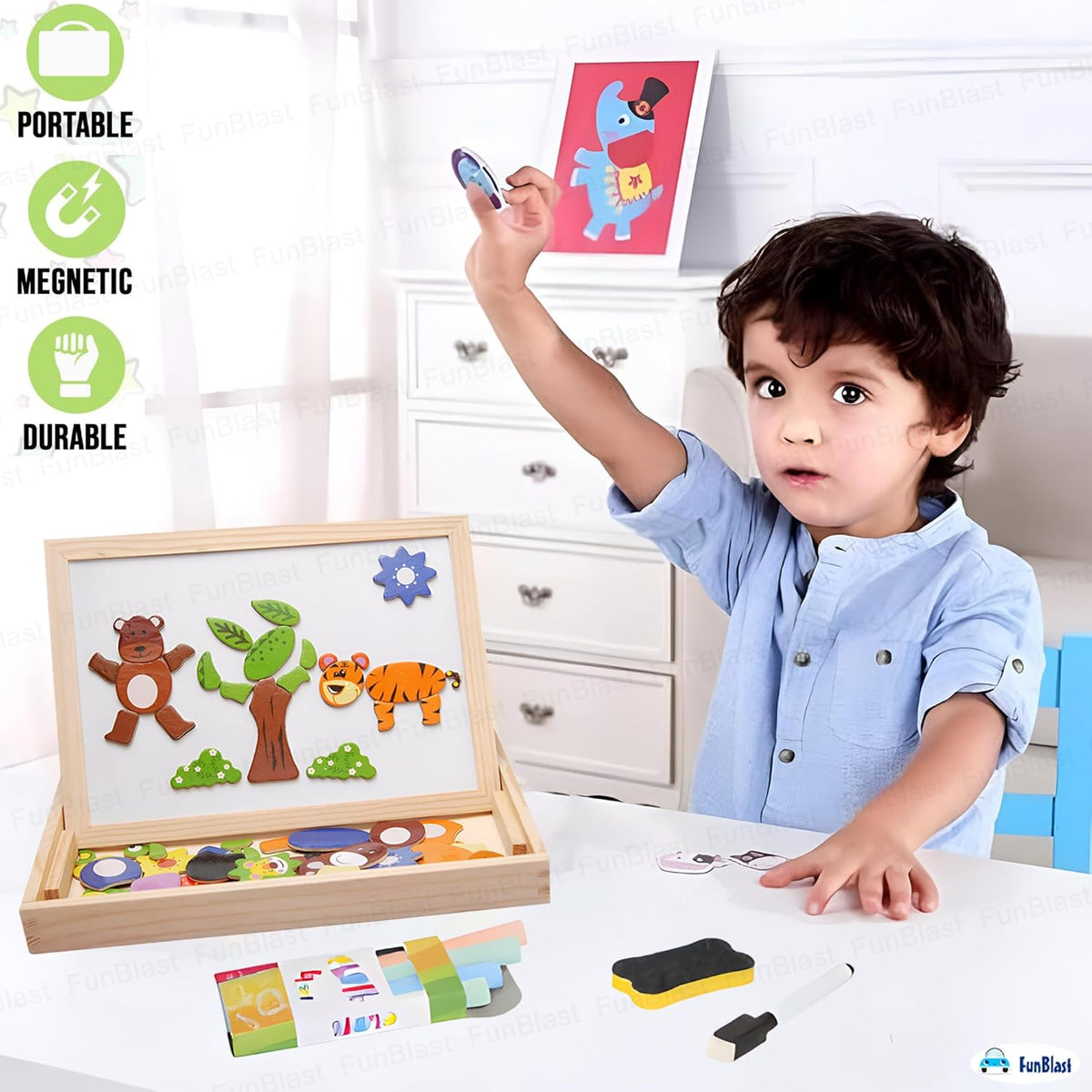 Multifunctional Magnetic Wooden Chalkboard Kids Educational Toys - EKT3982