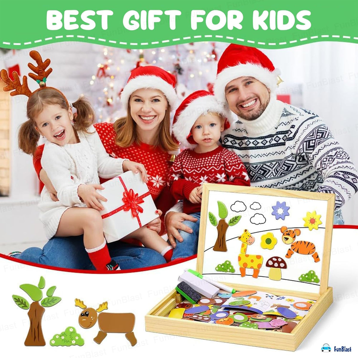 Multifunctional Magnetic Wooden Chalkboard Kids Educational Toys - EKT3982