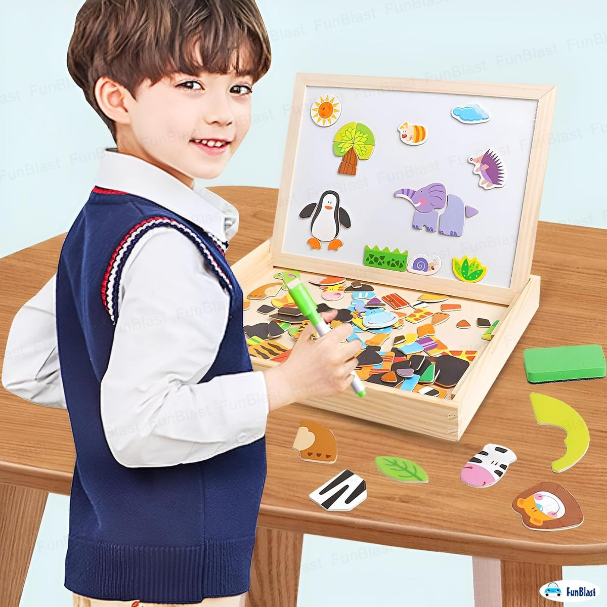 Multifunctional Magnetic Wooden Chalkboard Kids Educational Toys - EKT3982