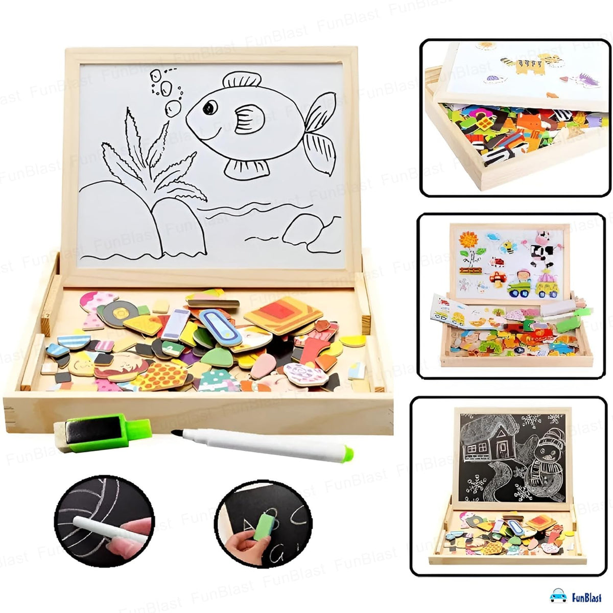 Multifunctional Magnetic Wooden Chalkboard Kids Educational Toys - EKT3982