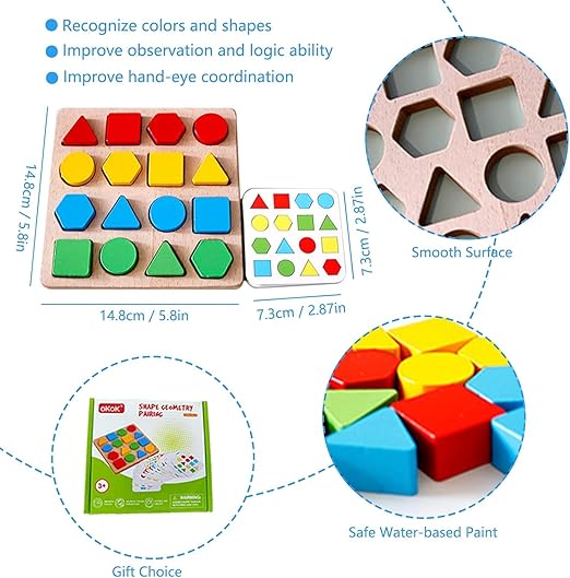 Wooden Sorting Puzzle Board Game With Cards And Bell - EKT3985