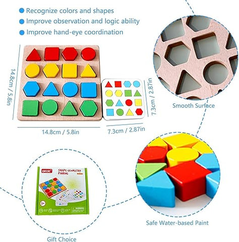 Wooden Sorting Puzzle Board Game With Cards And Bell - EKT3985