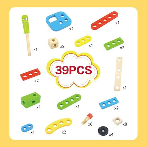Wooden Tool Set For Kids 39 Pcs - EKT3995