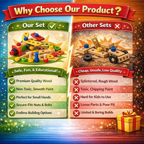 Wooden Tool Set For Kids 39 Pcs - EKT3995