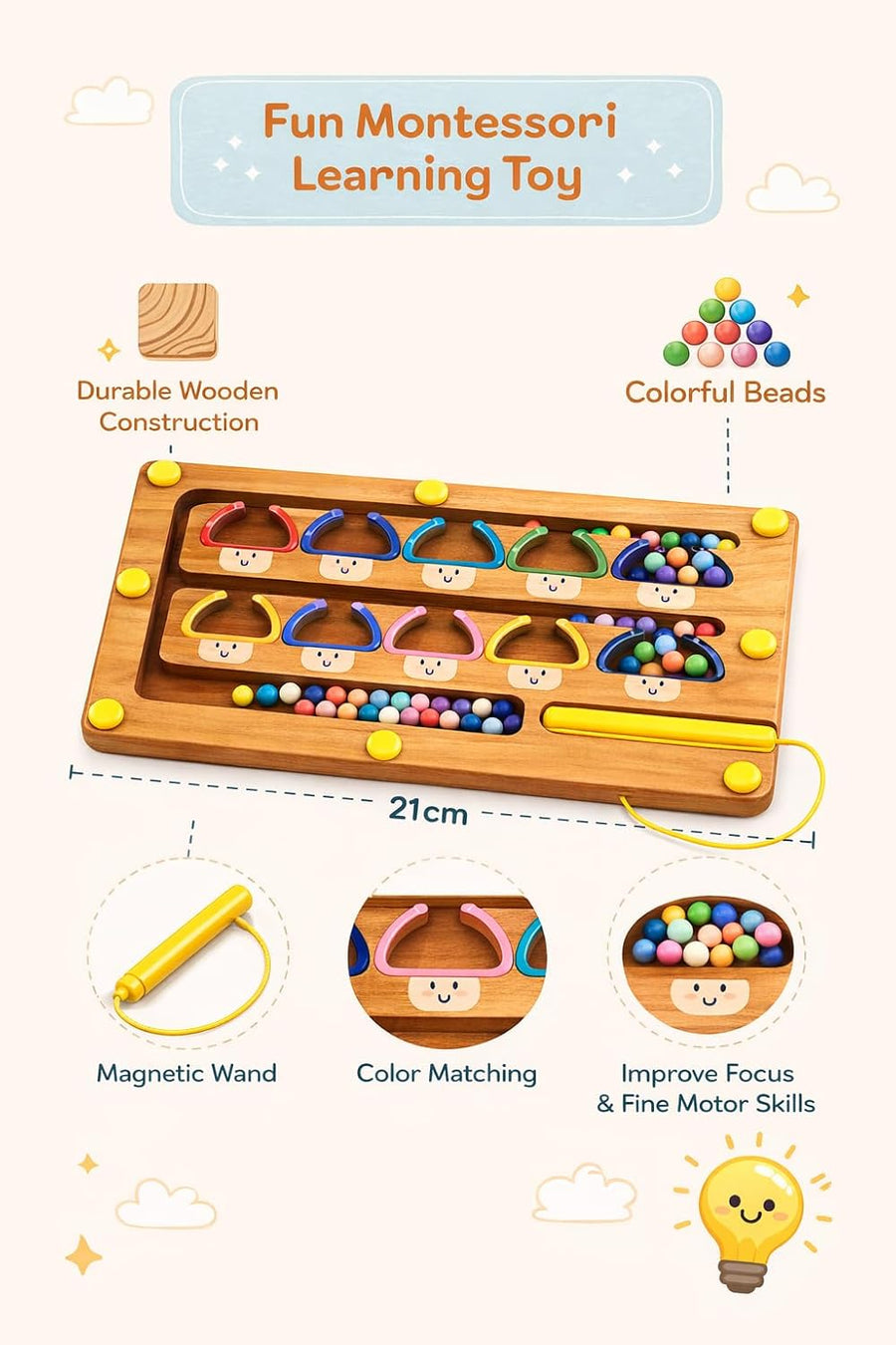 Wooden Magnetic Color And Number Maze For Kids - EKT4012